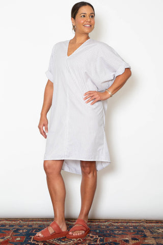 Suzanne Dress - White Black Stripe