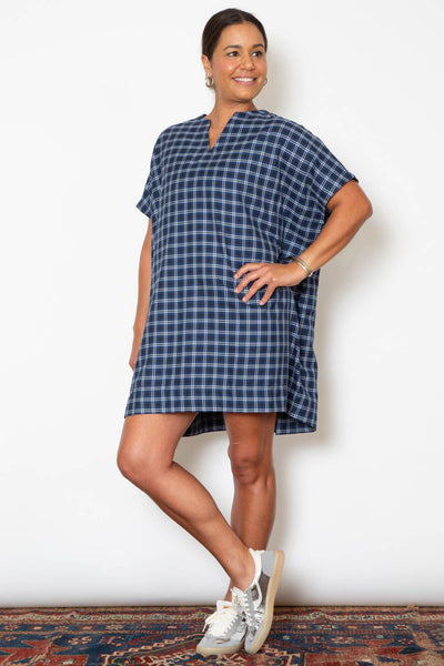Mary Dress - Blue Grid