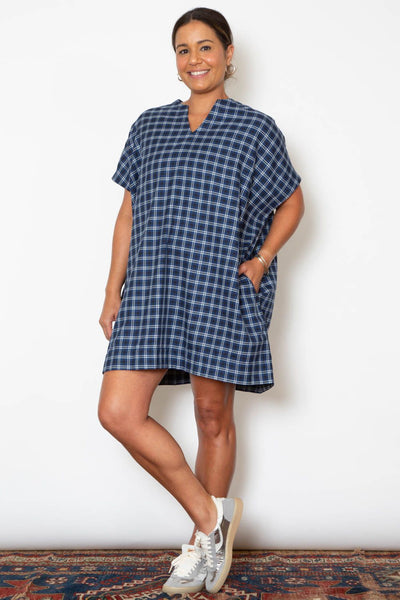 Mary Dress - Blue Grid
