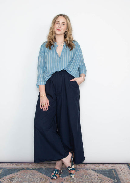 Elise Pant - Navy Poplin