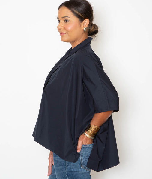 Alice Top - Navy Poplin