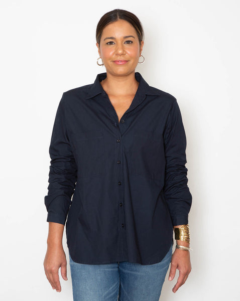 Jane Top - Navy Poplin