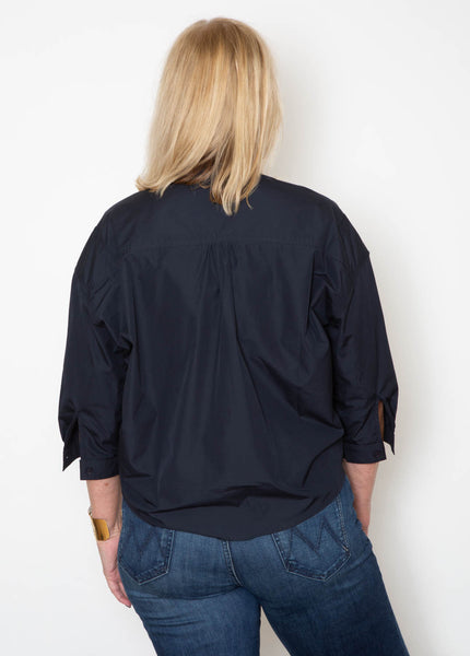 Isabel Top - Navy Poplin