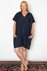 Kathleen Caftan - Navy Poplin