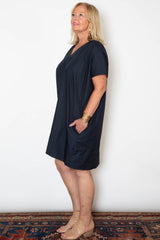 Kathleen Caftan - Navy Poplin