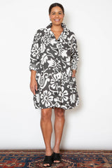 Stacey Dress - Black and White Floral