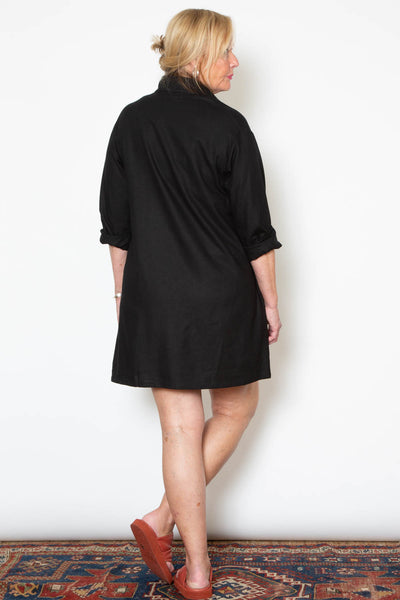 Sandra Dress - Black Linen