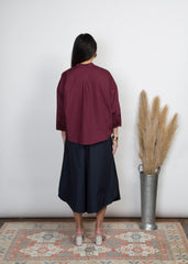Isabel Top - Burgundy Poplin