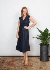 Winny Dress - Navy Poplin