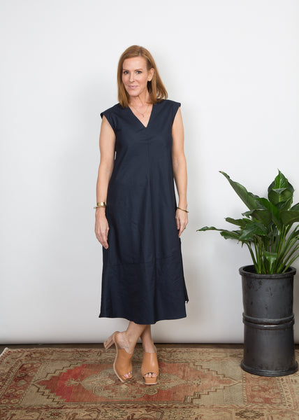 Winny Dress - Navy Poplin