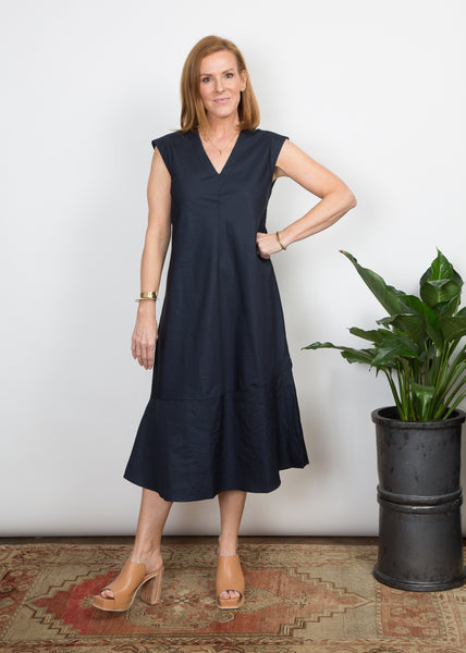 Winny Dress - Navy Poplin