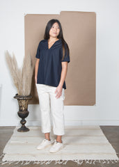 Rochelle Top - Navy Poplin