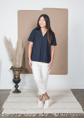 Rochelle Top - Navy Poplin