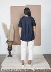 Rochelle Top - Navy Poplin