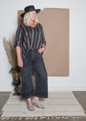 Pamela Top - Woven Indian Stripe