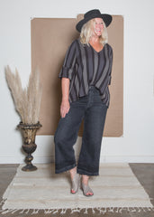 Pamela Top - Woven Indian Stripe