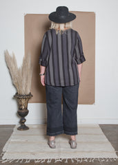 Pamela Top - Woven Indian Stripe