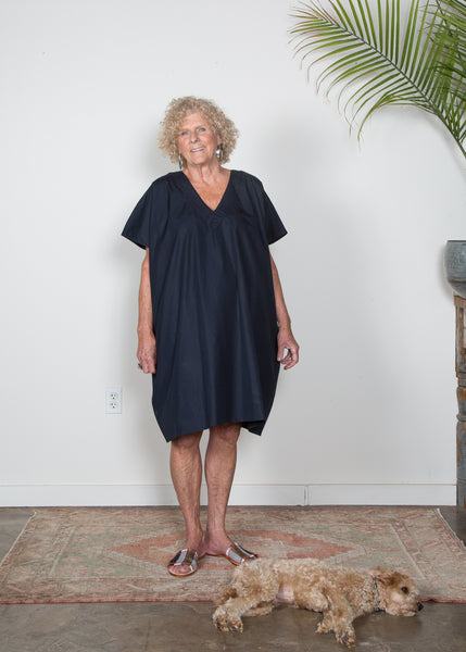 Kathleen Caftan - Navy Poplin