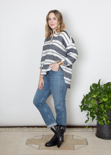 Mercy Top- Navy & White Stripe