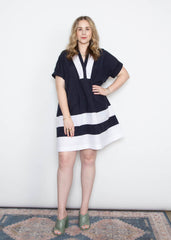 Cindy Dress - Navy/White Poplin