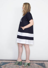 Cindy Dress - Navy/White Poplin