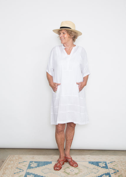 Cindy Dress - White Stitch