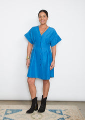 Dana Dress - Blue Linen