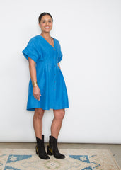 Dana Dress - Blue Linen