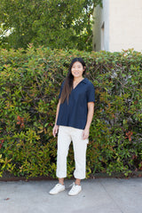 Rochelle Top - Navy Poplin