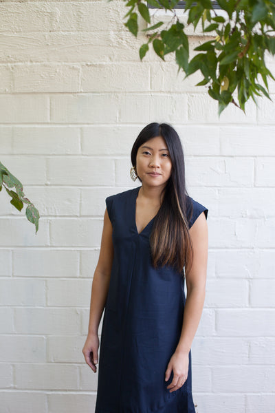 Winny Dress - Navy Poplin